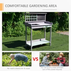 HOMCOM Fir Wood Potting Table 92Lx42.5Wx119.5H Cm Grey -Günstiges Grün Ecke Geschäft 1624016119 73056000