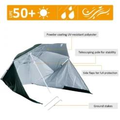 Outsunny Beach Canopy Parasol With Side Panels 2 M- Green -Günstiges Grün Ecke Geschäft 1624016132 65681700