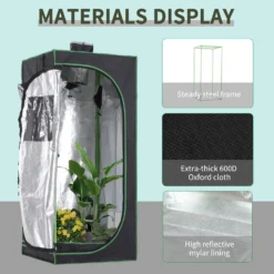 Outsunny Hydroponic Plant Grow Tent W/ Window Tool Bag 60L X 60W X 140Hcm Black -Günstiges Grün Ecke Geschäft 1624025846 19016800 157ce392 a051 4838 a262 126f5cd38a06