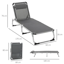Outsunny Sun Lounger With Pillow - Grey -Günstiges Grün Ecke Geschäft 1624025912 14818300 3c13d91e 58f9 4794 857c 008bc84c9921