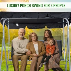 Outsunny-3 Seater Steel Swing Bench - Black -Günstiges Grün Ecke Geschäft 1624025989 97757400