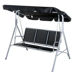 Outsunny-3 Seater Steel Swing Bench - Black -Günstiges Grün Ecke Geschäft 1624025996 91990800