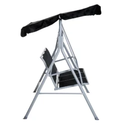 Outsunny-3 Seater Steel Swing Bench - Black -Günstiges Grün Ecke Geschäft 1624026000 00046500