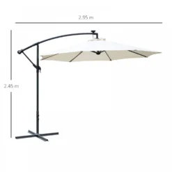 Outdoor Umbrella Parasol With LED Solar Lights - Cream -Günstiges Grün Ecke Geschäft 1624026162 44951400