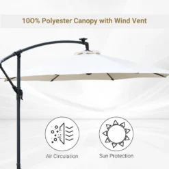Outdoor Umbrella Parasol With LED Solar Lights - Cream -Günstiges Grün Ecke Geschäft 1624026163 99325700