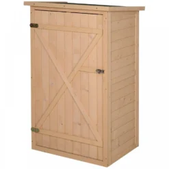 Outsunny 1.8 X 2.4ft Small Fir Wood Garden Storage Shed With Shelves