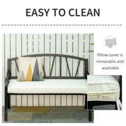 Outsunny-2 Seater Outdoor Bench Cushion - White -Günstiges Grün Ecke Geschäft 1624028761 06628200 e7bca100 4ceb 4d25 87c4 481908f2a654