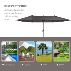 Outsunny 4.6m Garden Parasol Double-Sided Sun Umbrella Patio Market Shelter Canopy Shade Outdoor Grey -Günstiges Grün Ecke Geschäft 1624029842 01574300 185b397d 2810 46a4 8ce3 b1b8613574f5