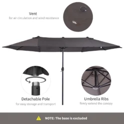 Outsunny 4.6m Garden Parasol Double-Sided Sun Umbrella Patio Market Shelter Canopy Shade Outdoor Grey -Günstiges Grün Ecke Geschäft 1624029845 95902300 0129b7c5 76d2 41a3 a725 adbedf002443