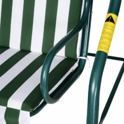 Outsunny 3 Seater Canopy Swing Chair Outdoor Garden Bench With Adjustable Canopy And Metal Frame - Green Stripes -Günstiges Grün Ecke Geschäft 1624030174 04596000