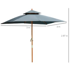 Oasis 3 M X 3 M Double Tier Wooden Umbrella Parasol - Dark Grey -Günstiges Grün Ecke Geschäft 1624030637 09260700