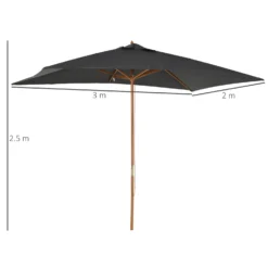 Outsunny 2.5 M Square Wood Umbrella Parasol - Dark Grey -Günstiges Grün Ecke Geschäft 1624030786 94773100 2962e4ea 1481 4c6d bc57 fb562297f5e1