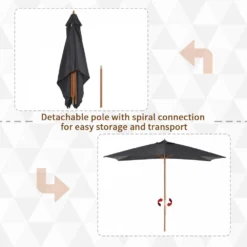 Outsunny 2.5 M Square Wood Umbrella Parasol - Dark Grey -Günstiges Grün Ecke Geschäft 1624030801 29059800 30429bbb 5f57 4004 947d 9bda7a9d4178