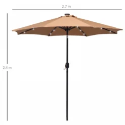 Outsunny 24 LED Solar Powered Parasol Umbrella-Brown -Günstiges Grün Ecke Geschäft 1624031159 98710800