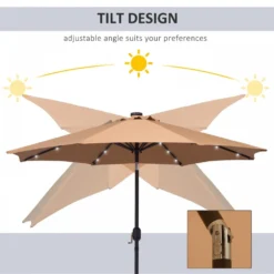 Outsunny 24 LED Solar Powered Parasol Umbrella-Brown -Günstiges Grün Ecke Geschäft 1624031164 48329800