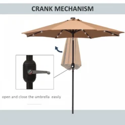 Outsunny 24 LED Solar Powered Parasol Umbrella-Brown -Günstiges Grün Ecke Geschäft 1624031174 08833400