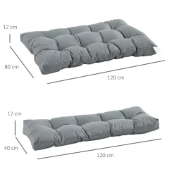 Outsunny-2 Piece Garden Pallet Padded Cushions - Grey -Günstiges Grün Ecke Geschäft 1624031272 19245500
