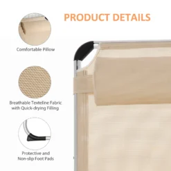 Outsunny Folding Reclining Sun Lounger With Pillow - Khaki -Günstiges Grün Ecke Geschäft 1624031278 45307800 e68ec683 f269 4ed4 b203 bd78640dc005