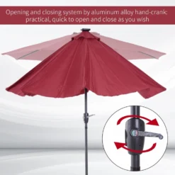 Oasis Garden Umbrella Parasol With LED Solar Lights - Wine Red -Günstiges Grün Ecke Geschäft 1624031398 97061400 40718c91 c935 4e9f 8233 ef09633f7018