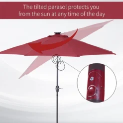 Oasis Garden Umbrella Parasol With LED Solar Lights - Wine Red -Günstiges Grün Ecke Geschäft 1624031401 13686200 b5aa8021 90c6 45af 9366 0439ffba0fa4