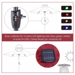 Oasis Garden Umbrella Parasol With LED Solar Lights - Wine Red -Günstiges Grün Ecke Geschäft 1624031403 39981800 0915e64f 2cb2 4d4a afdc 96905d30964f