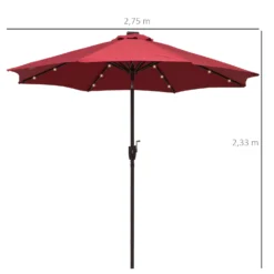 Oasis Garden Umbrella Parasol With LED Solar Lights - Wine Red -Günstiges Grün Ecke Geschäft 1624031407 65572300 539103bd 6fd6 4243 b0cb 1ca21d70d536
