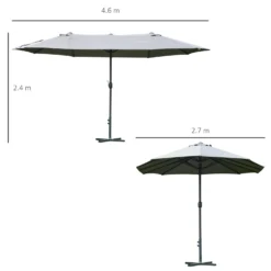 Outsunny 4.6M Sun Umbrella Canopy Double-sided Crank Sun Shade W/ Cross Base Grey -Günstiges Grün Ecke Geschäft 1624031473 57471900 785f63fd 5694 45ee 8f67 47d899b3f361