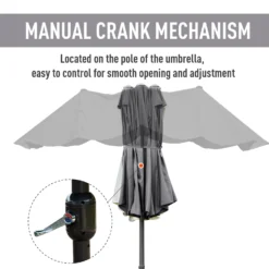 Outsunny 4.6M Sun Umbrella Canopy Double-sided Crank Sun Shade W/ Cross Base Grey -Günstiges Grün Ecke Geschäft 1624031489 95617500 71425476 3106 4b8b bf6b c0f691a2c147