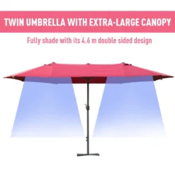 Oasis 4.6 M Double Sided Umbrella Parasol With Cross Base - Red -Günstiges Grün Ecke Geschäft 1624031538 37953200 0613ea49 e359 4afe 8b7d 18e8181d6ec8