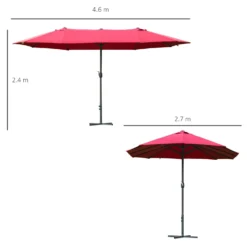 Oasis 4.6 M Double Sided Umbrella Parasol With Cross Base - Red -Günstiges Grün Ecke Geschäft 1624031545 05834200 98b64ea3 fd65 4dc2 8cbb b8fa41e766a1