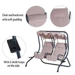 Outsunny-2 Seater Steel Swing Bench - Beige -Günstiges Grün Ecke Geschäft 1624031816 64904000