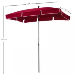 Outsunny Garden Parasol ,Sun Shade Canopy 2 X 1.3m - Red -Günstiges Grün Ecke Geschäft 1624269919 99912200