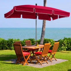 Outsunny Garden Parasol ,Sun Shade Canopy 2 X 1.3m - Red -Günstiges Grün Ecke Geschäft 1624269921 49072800