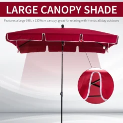 Outsunny Garden Parasol ,Sun Shade Canopy 2 X 1.3m - Red -Günstiges Grün Ecke Geschäft 1624269924 16203000