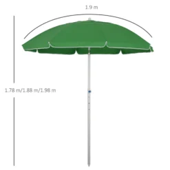 Oasis 1.9 M Beach Umbrella Parasol With Ajustable Angle And Carry Bag - Green -Günstiges Grün Ecke Geschäft 1624274807 57863500