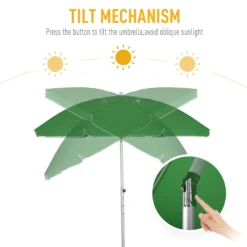 Oasis 1.9 M Beach Umbrella Parasol With Ajustable Angle And Carry Bag - Green -Günstiges Grün Ecke Geschäft 1624274810 63332600
