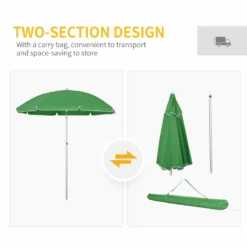 Oasis 1.9 M Beach Umbrella Parasol With Ajustable Angle And Carry Bag - Green -Günstiges Grün Ecke Geschäft 1624274813 94074300