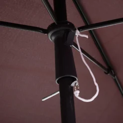 Outsunny Garden Parasol Umbrella, Outdoor Market Table Umbrella With Ruffles & Aluminium Pole, Rectangular Tilting Parasol Sun Shade Canopy, 2 X 1.3m, Brown -Günstiges Grün Ecke Geschäft 1624274829 30200900