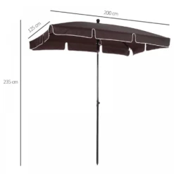 Outsunny Garden Parasol Umbrella, Outdoor Market Table Umbrella With Ruffles & Aluminium Pole, Rectangular Tilting Parasol Sun Shade Canopy, 2 X 1.3m, Brown -Günstiges Grün Ecke Geschäft 1624274837 83622900