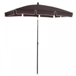 Outsunny Garden Parasol Umbrella, Outdoor Market Table Umbrella With Ruffles & Aluminium Pole, Rectangular Tilting Parasol Sun Shade Canopy, 2 X 1.3m, Brown