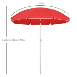 Oasis 1.9 M Beach Umbrella Parasol With Ajustable Angle And Carry Bag - Red -Günstiges Grün Ecke Geschäft 1624274873 87525000