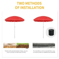 Oasis 1.9 M Beach Umbrella Parasol With Ajustable Angle And Carry Bag - Red -Günstiges Grün Ecke Geschäft 1624274886 00663100