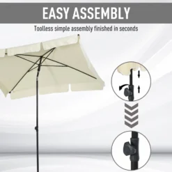 Oasis Rectangular Patio Umbrella Parasol With Tilt - Cream -Günstiges Grün Ecke Geschäft 1624274932 57528000