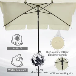 Oasis Rectangular Patio Umbrella Parasol With Tilt - Cream -Günstiges Grün Ecke Geschäft 1624274934 11507300