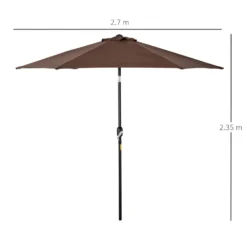 Outsunny Adjustable Tilt Crank Garden Parasol 2.7 M - Coffee -Günstiges Grün Ecke Geschäft 1624275023 18145000