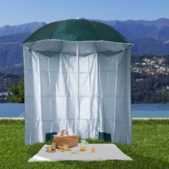 Oasis 2.2 M Outdoor Fishing Parasol Umbrella With Side Panel - Dark Green -Günstiges Grün Ecke Geschäft 1624275230 92620200