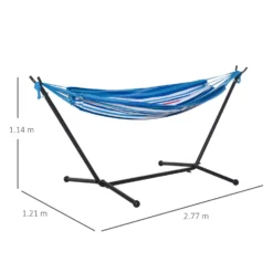 Outsunny Blue Multi- Coloured Hammock With Metal Stand And Carrying Bag. -Günstiges Grün Ecke Geschäft 1624275380 18662900