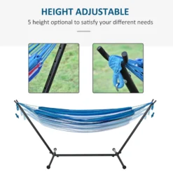 Outsunny Blue Multi- Coloured Hammock With Metal Stand And Carrying Bag. -Günstiges Grün Ecke Geschäft 1624275383 40992600
