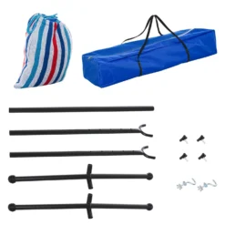 Outsunny Blue Multi- Coloured Hammock With Metal Stand And Carrying Bag. -Günstiges Grün Ecke Geschäft 1624275399 10131500