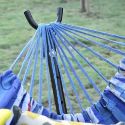 Outsunny Blue Multi- Coloured Hammock With Metal Stand And Carrying Bag. -Günstiges Grün Ecke Geschäft 1624275402 90515100